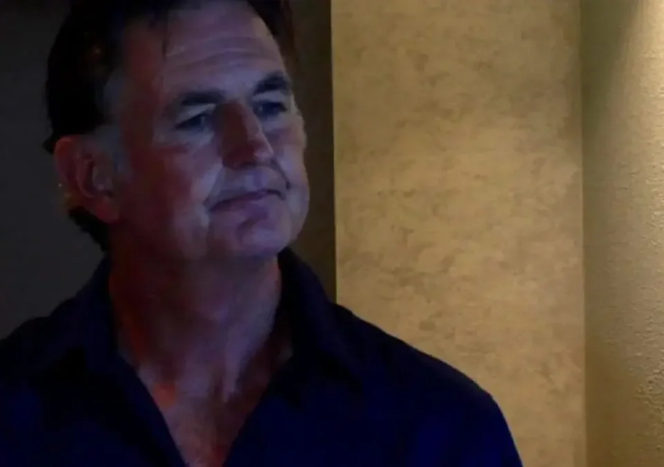 Actor Frederick Rasch as Blake Davis on the set of the movie Apparition.