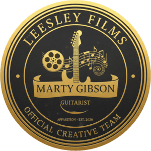 Official Creative Team seal for Marty Gibson, lead guitarist for the Leesley Films production of Apparition.