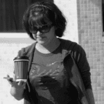Amy Pilling on location filming a scene for the movie Apparition in Oakland, Iowa.