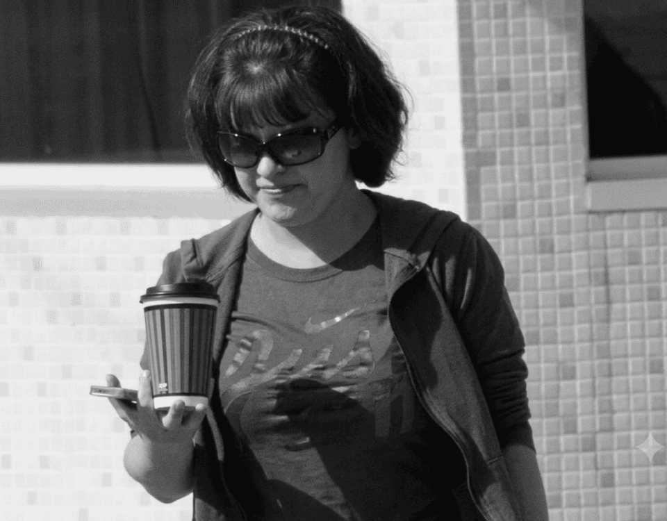 Amy Pilling on location filming a scene for the movie Apparition in Oakland, Iowa.